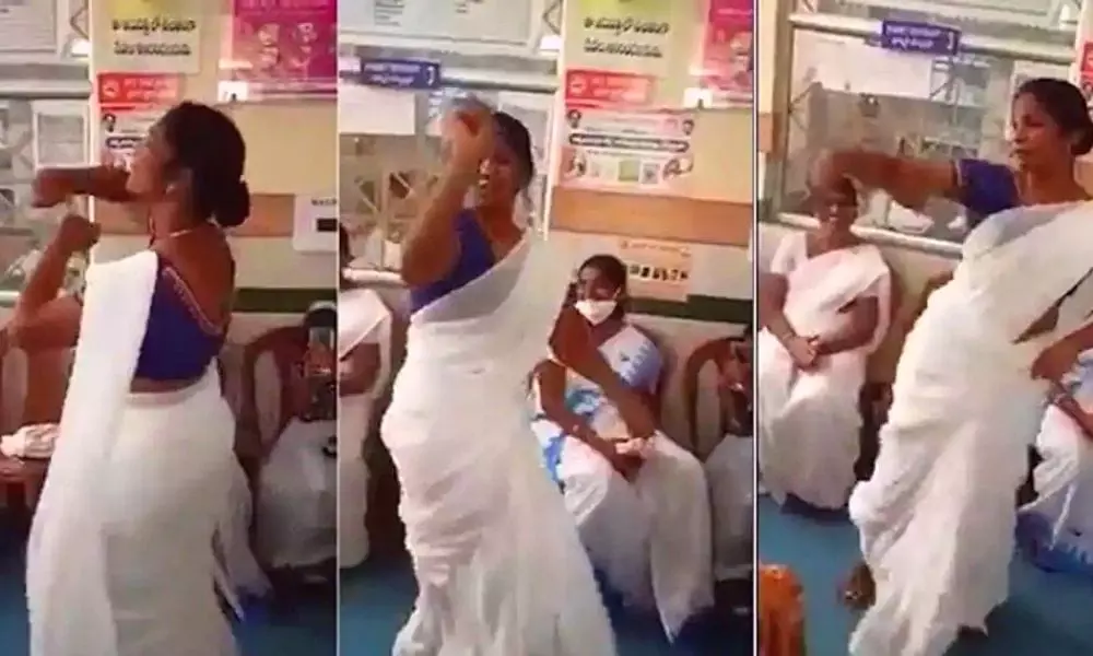 Government Nurse in Telangana Sircilla Dance to Bullet Bandi Song Viral in Twitter