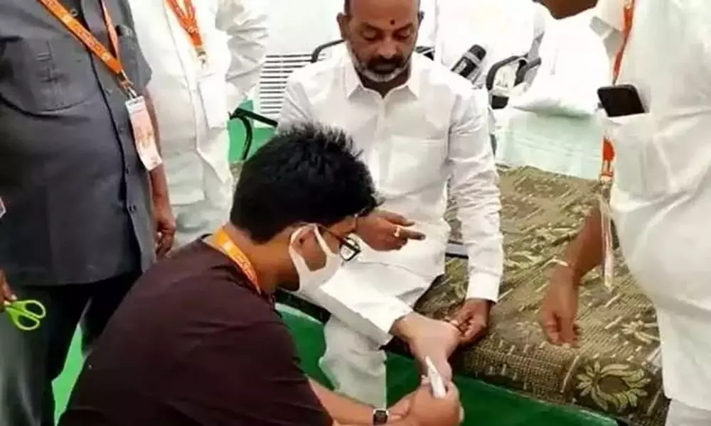 Right Leg Injury to Telangana BJP Chief Bandi Sanjay
