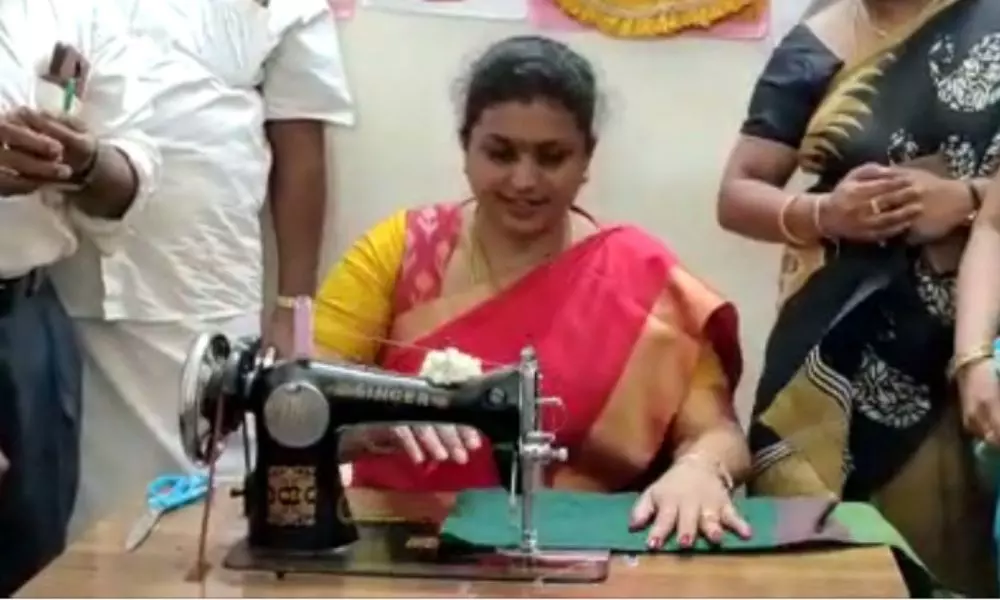 Nagari MLA RK Roja Turns a Tailor