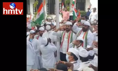 Revanth Reddy Unveiled the National Flag at Gandhi Bhavan Revanth Reddy Unveiled the National Flag at Gandhi Bhavan