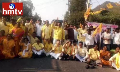 TDP Leaders Protest at Vizianagaram TDP Leaders Protest at Vizianagaram