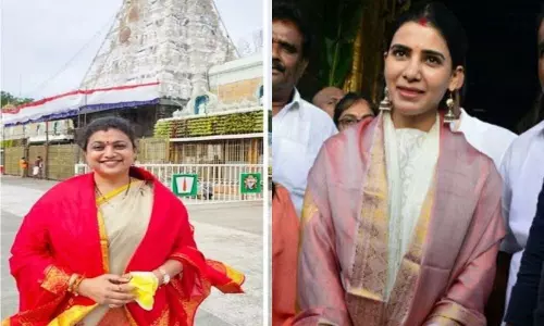 MLA Roja And Actress Samantha Visits Tirumala Temple MLA Roja And Actress Samantha Visits Tirumala Temple