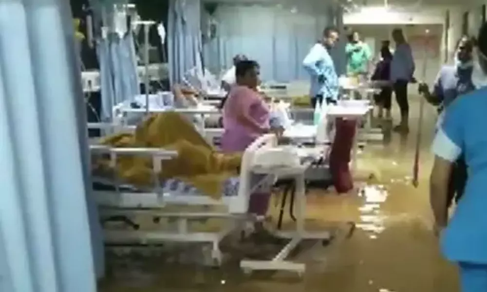 Rain Water Entered into the Government Hospital  ICU in Mahabubabad