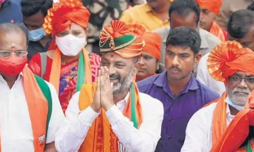 Telangana BJP Chief Bandi Sanjay Praja Sangrama Yatra Concluding Meeting in Husnabad