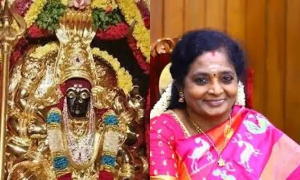 Telangana Governor Tamilisai Soundararajan Visited Chengalamma Parameshwari Temple in Nellore Today 04 10 2021