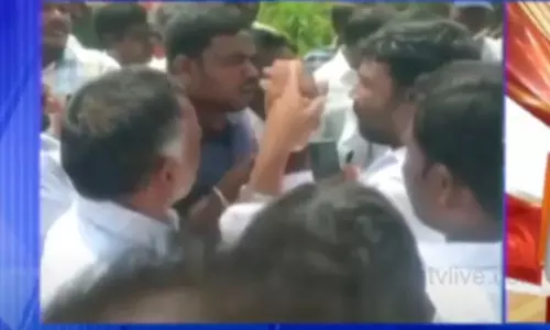 TRS Leaders do Bhoomi Puja Before the Arrival of MLA Raghunandan Rao