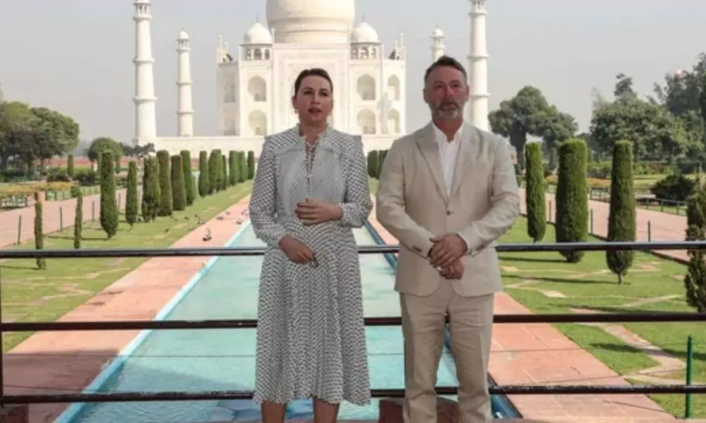 Denmark PM Mette Fredericksen Visits the Taj Mahal with her Husband