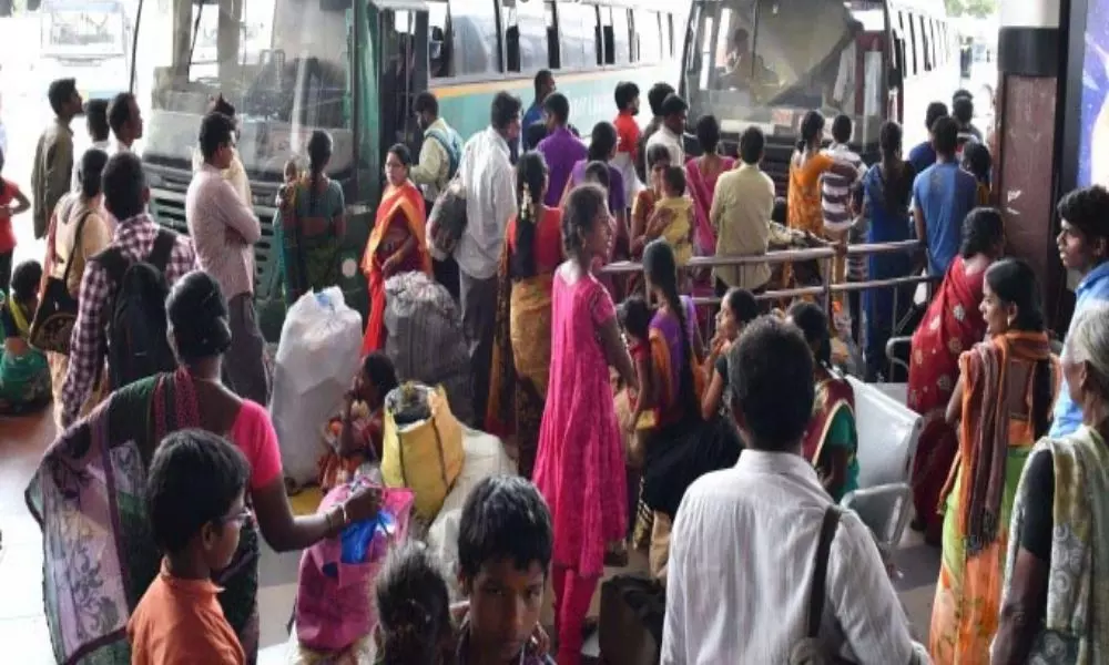 Heavy Rush at Hyderabad Bus Stands and Railway Stations