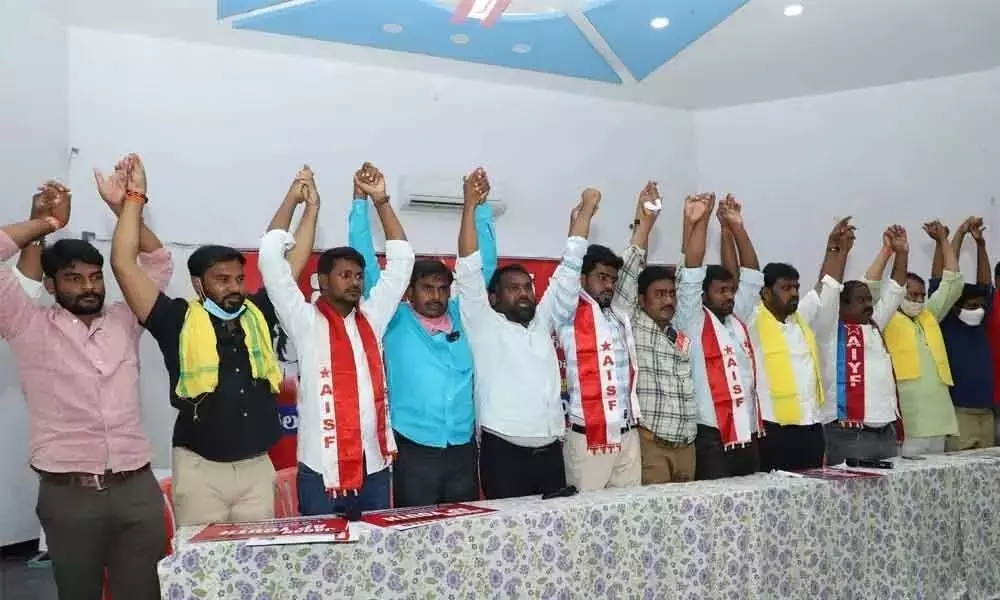 Andhra Pradesh Job Unions Going to CM Camp Office