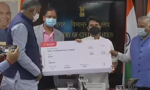 Minister Jyotiraditya Scindia Inaugurates Spicejet Flight Between Delhi and Tirupati in Andhra Pradesh