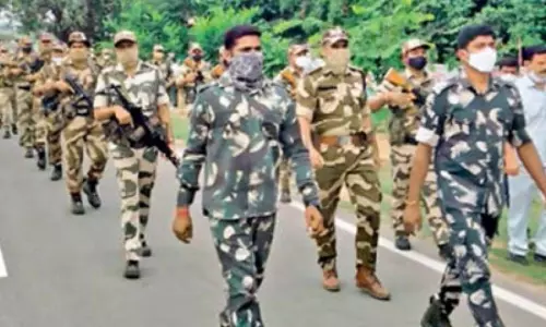 Central Forces Parade in the Wake of the By-Election in Huzurabad