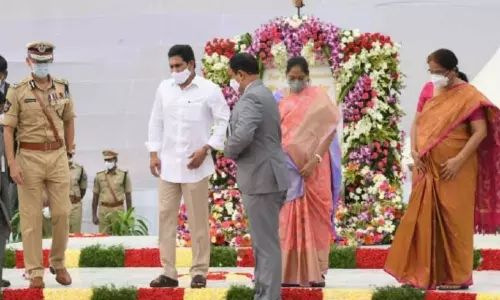 CM Jagan Participated in the Police Commemoration Day Function at the Indira Gandhi Municipal Stadium in Vijayawada