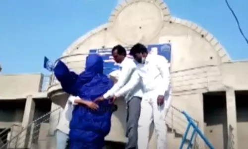 Womans Protest Against Ambedkar Idol Destroy in Nirmal District