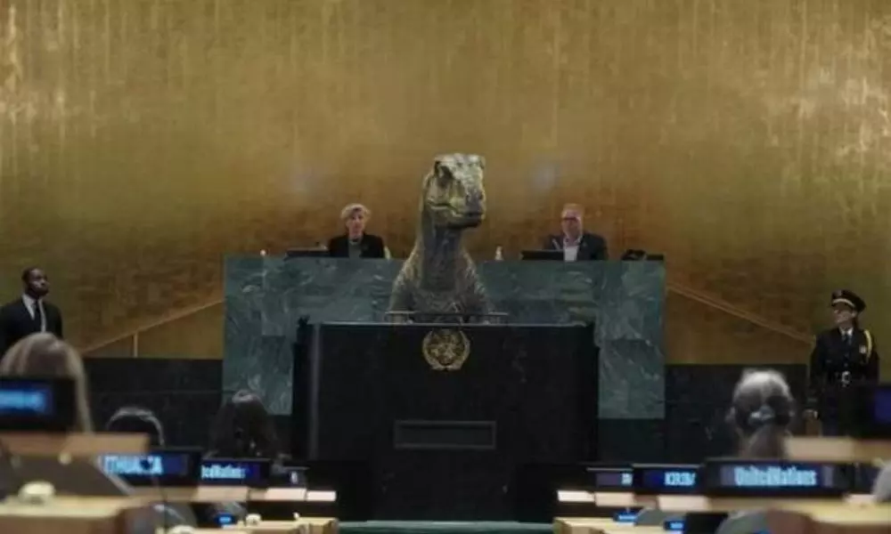 Dinosaur Makes a Majestic Entry in UN General Assembly