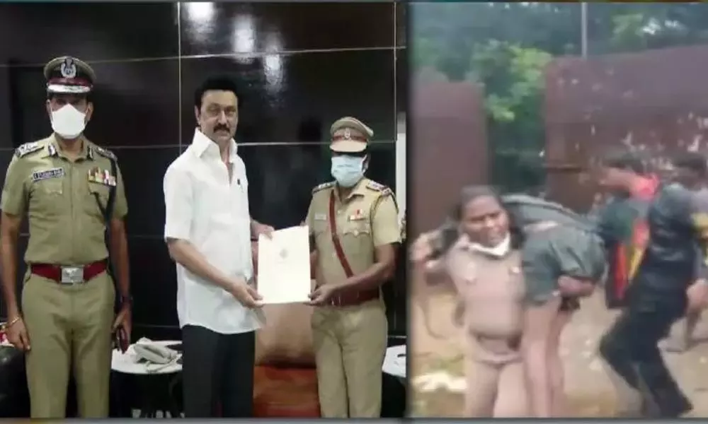 CM Stalin Honoring Rajeshwari for Carrying the Young Man on her Shoulder