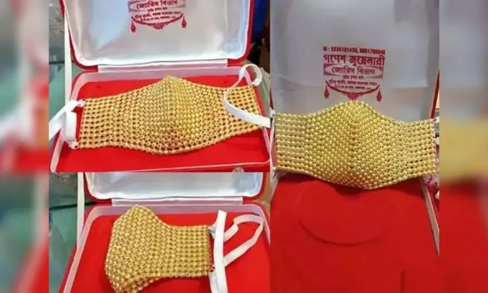West Bengal Businessman Wears Customized Gold Mask Worth 5.70 Lakh
