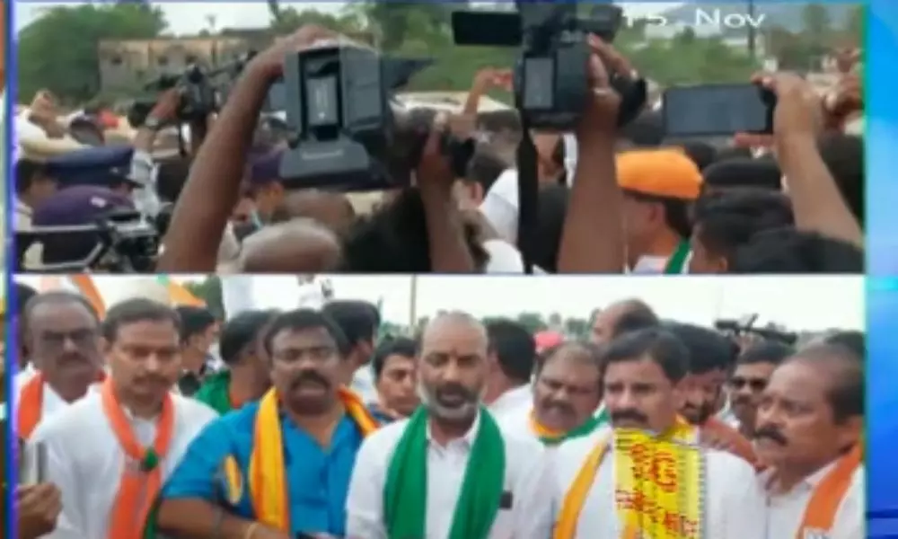 TRS Activists Attack on Bandi Sanjay Convoy with Eggs and Stones