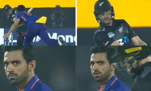 Serious Look war Between Deepak Chahar and Guptill in IND vs NZ T20 Match Yesterday 17 11 2021 Serious Look war Between Deepak Chahar and Guptill in IND vs NZ T20 Match Yesterday 17 11 2021