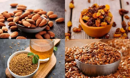 Fenugreek Raisins Badam Falx Seeds Should be Soaked Overnight and Eaten in the Morning for Amazing Results