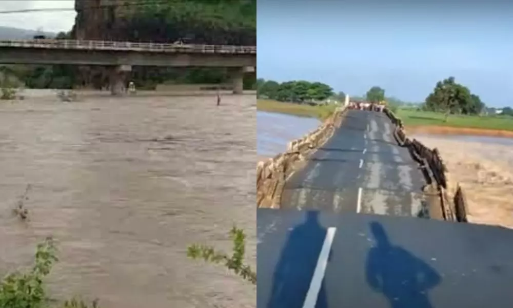 Papagni River Bridge Damaged Due to Heavy Floods in Kadapa District