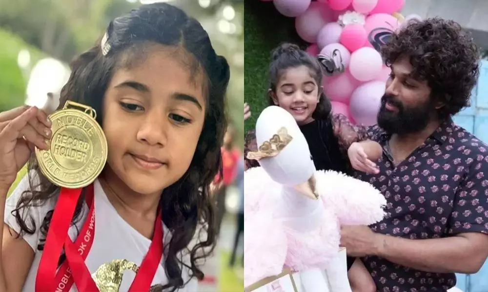 Allu Arjun and Sneha Little Princes Arha got World Youngest Chess Trainer Award on her Birthday