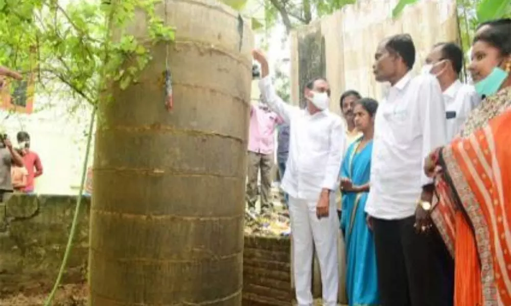 Water Tank Lifted From The Ground in Tirupati at Sri Krishna Nagar