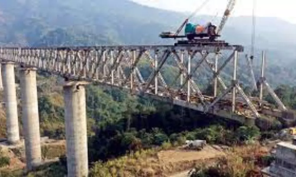 Tallest Bridge is being Constructed Between Jiribam and Imphal as Part of Railway Project in Manipur.