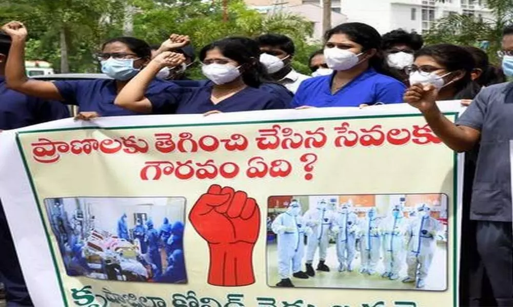 Corona Doctors Protest in Krishna District