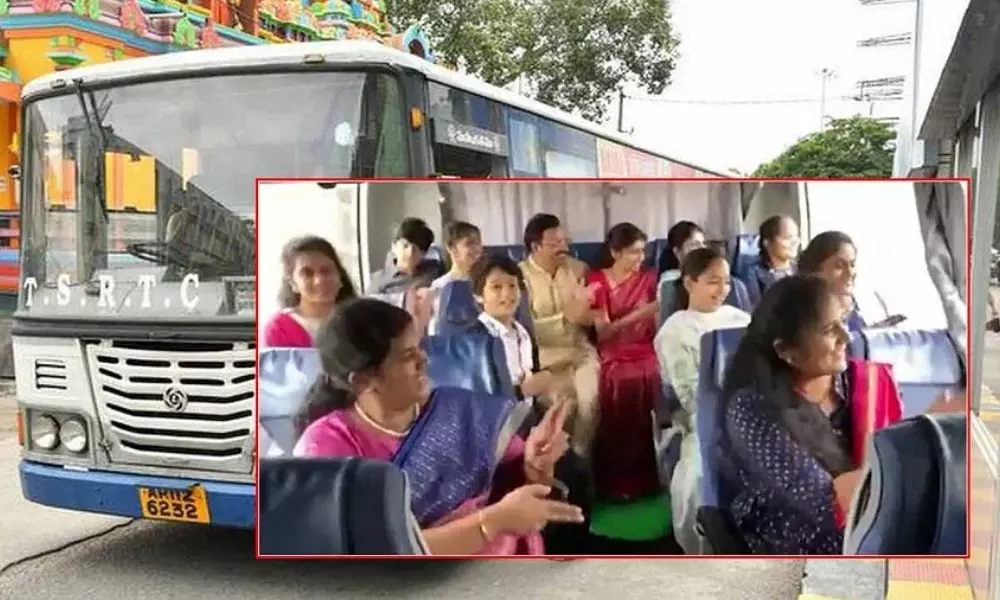 TSRTC MD VC Sajjanar and his Family Members Travel in RTC Bus