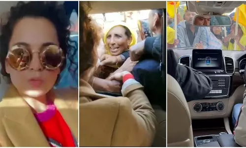 Kangana Ranauts Car Stopped In Punjab By Farmers Kangana Ranauts Car Stopped In Punjab By Farmers