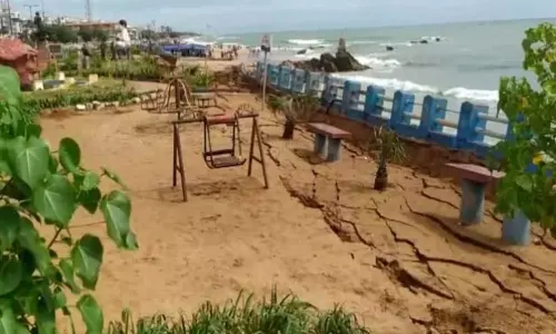 Land Cut at Childrens Park in Visakhapatnam RK Beach