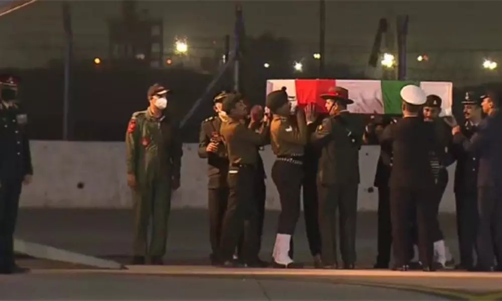 Gen Bipin Rawat and Other Bodies Arrives in Palam Airport Delhi