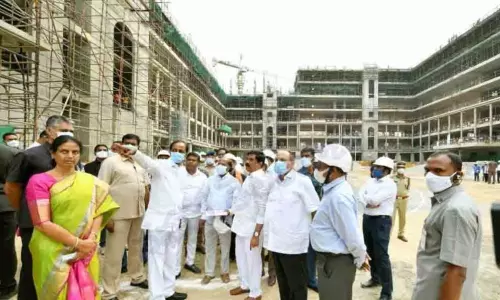 CM KCR Inspects New Secretariat Construction Works CM KCR Inspects New Secretariat Construction Works
