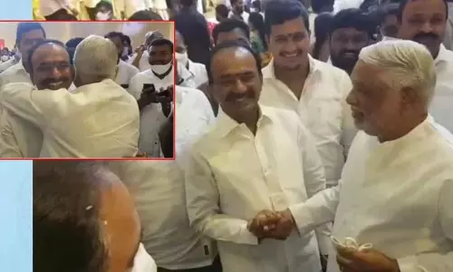 Etela Rajendar Hugs K Keshava Rao Etela Rajendar Hugs K Keshava Rao