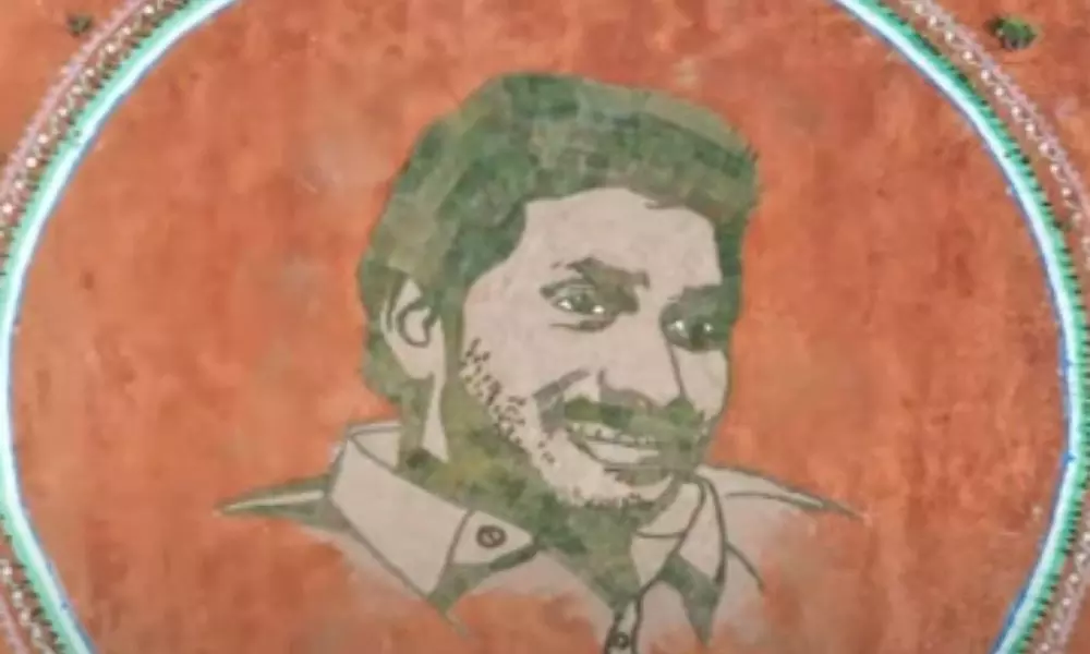 CM Jagan photo created with 2D Architecture Technology in CM Camp Office