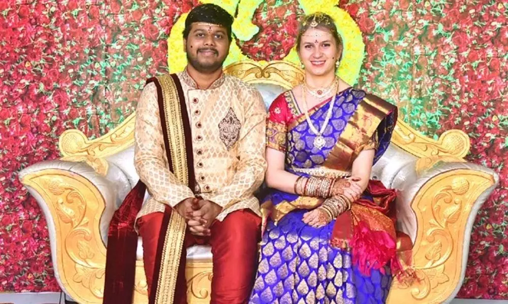 Guntur boy marries Turkey girl According to Hindu Tradition in Andhra Pradesh