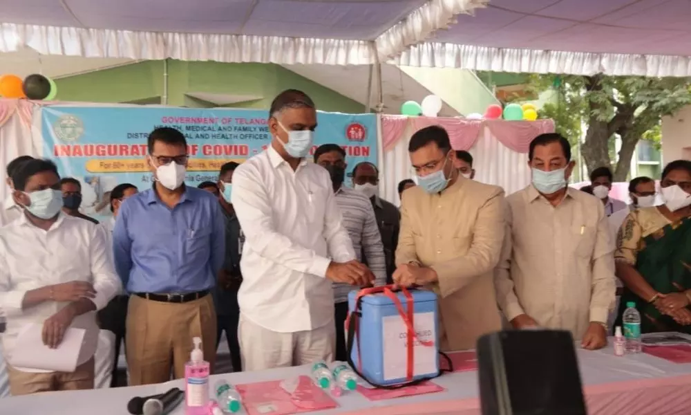Minister Harish Rao Initiated the Distribution of  Booster Dose in Hyderabad | TS News Online