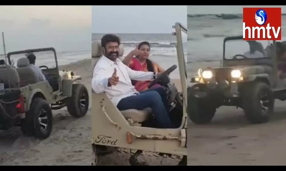 Nandamuri Balakrishna Enjoys Jeep Ride At Vadarevu Beach