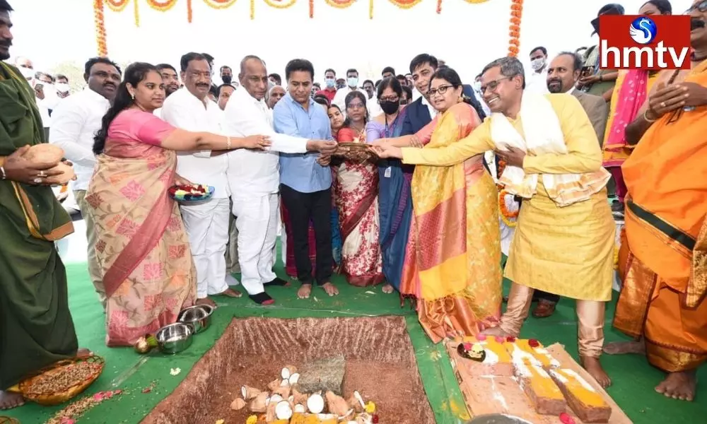 Minister KTR Laid the Foundation Stone for the Genpact Company in Uppal
