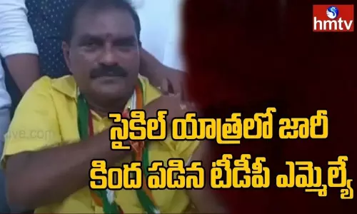 TDP MLA Nimmala Ramanaidu Fall down TDP MLA Nimmala Ramanaidu Fall down