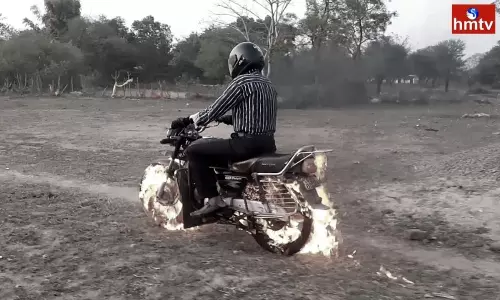 Running Bike Engine Fire Takes Place in Vijayawada | AP News