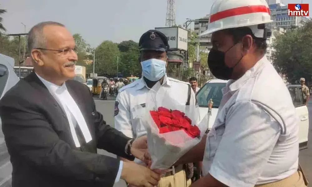 Telangana High Court Chief Justice Satish Chandra Sharma Felicitated Homeguard