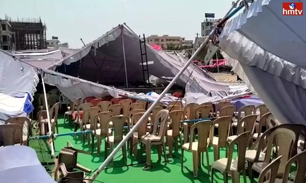 Tents Collapsed At Minister KTR Meeting In Warangal
