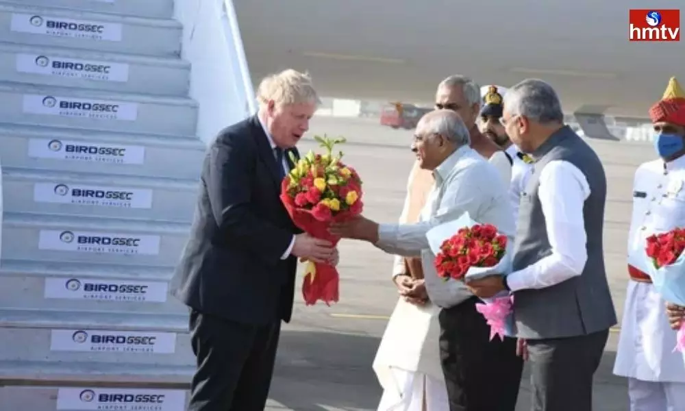 Prime Minister of the United Kingdom Boris Johnson Arrives in Ahmedabad
