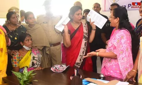 TDP Leaders at the Office of the Womens Commission in Mangalagiri