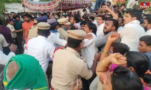 Stone Attack on Nara Lokesh in Tummapudi