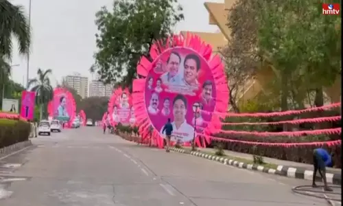 TRS Plenary Hanging Decorations Become Danzer To Running Vehicles in Meerpet | Live News TRS Plenary Hanging Decorations Become Danzer To Running Vehicles in Meerpet | Live News
