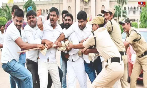 High Tension at Osmania University on Hyderabad High Tension at Osmania University on Hyderabad
