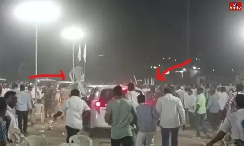 TS Minister Malla Reddy Convoy Attacked by Chairs and Water Bottles in Medchal Malkajgiri Tour | Live News