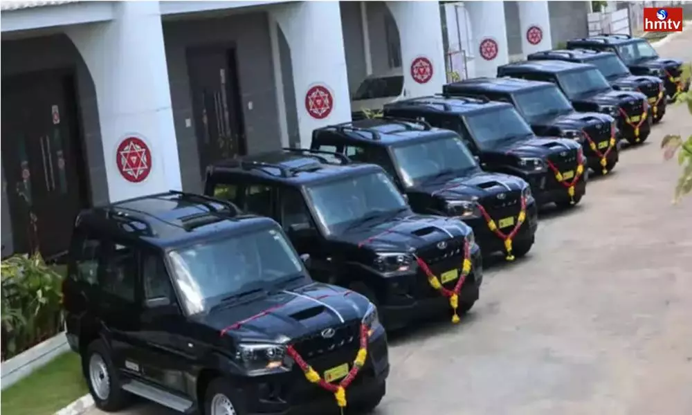 Scorpio Vehicles Convoy Ready for JanaSena Chief Pawan Kalyan Statewide Tour